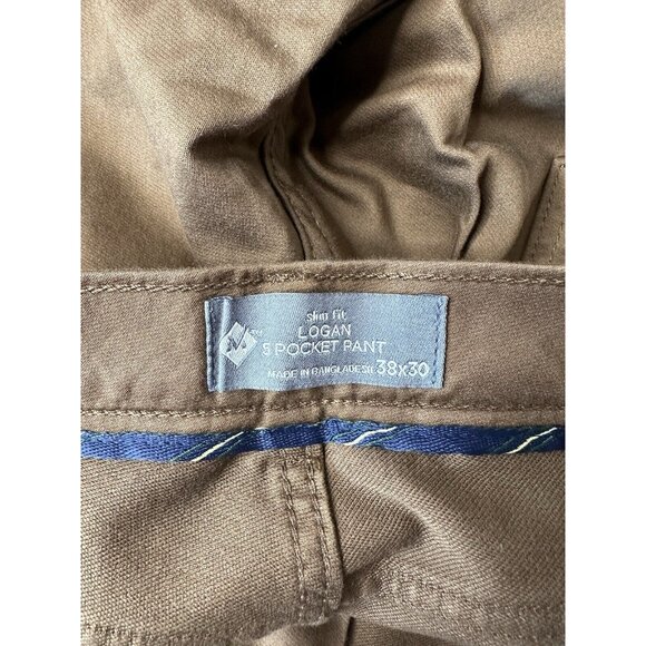 Members Mark Mens Slim Fit Pants Size 38x30 Brown Logan Stretch 5 Pockets - Picture 5 of 7